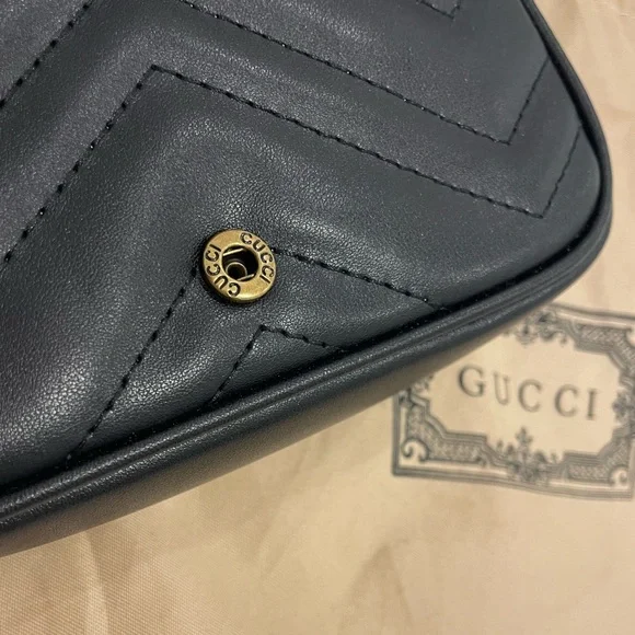 Black Quilted Gucci Bag with Gold Chain - Picture 11 of 11